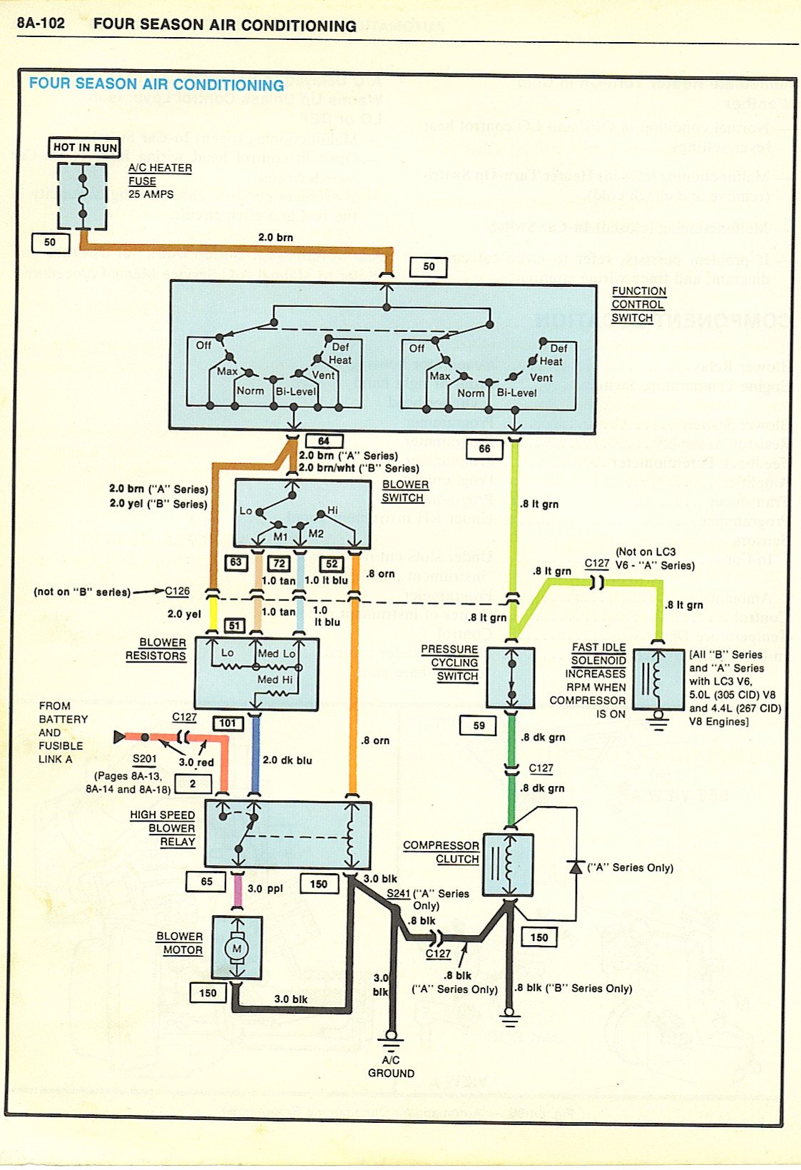 No Power to AC Compressor on 85 442 | GBodyForum - '78-'88 ... 1976 chevy air conditioning diagram wiring schematic 